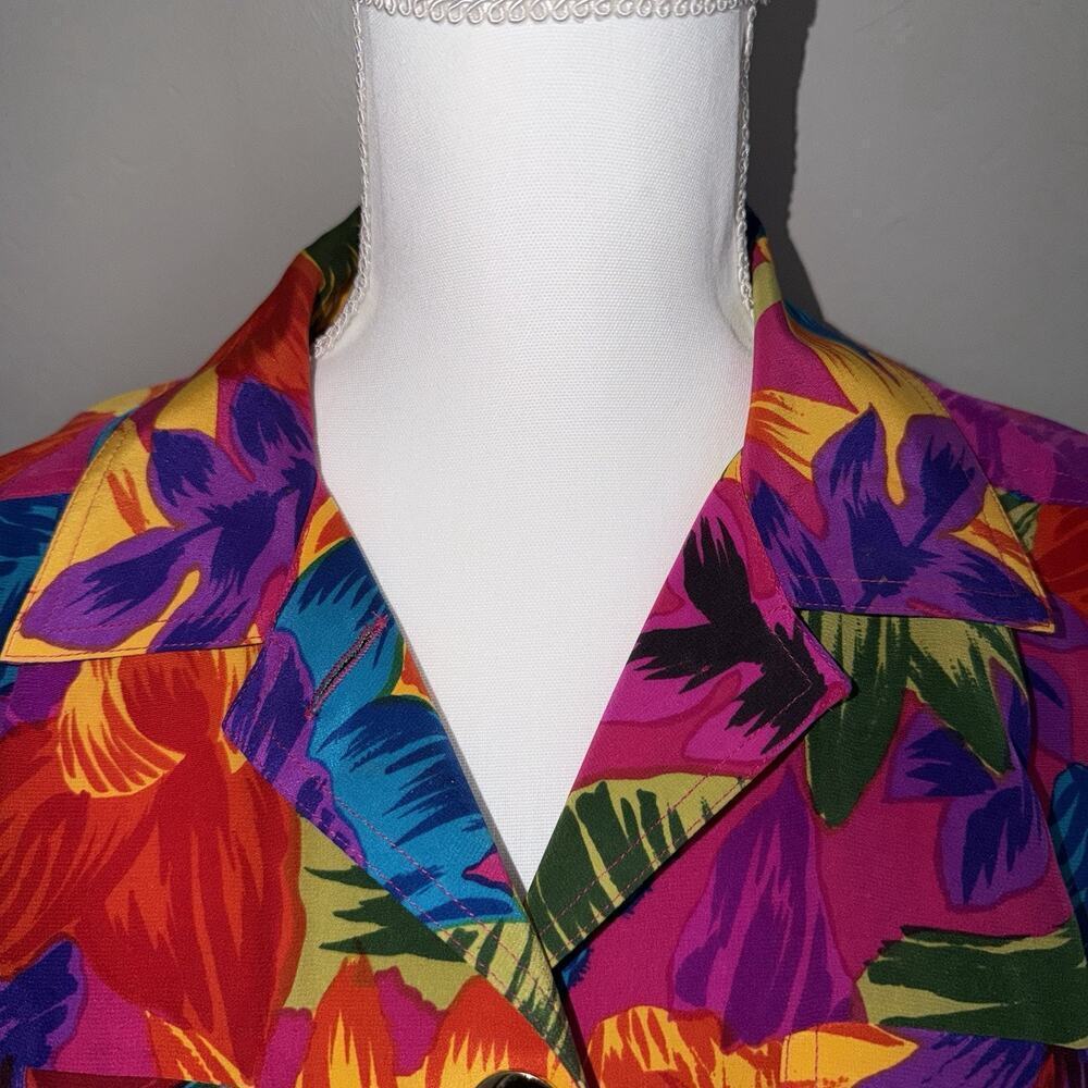 Vintage Adam Douglas 100% Silk Women’s Jacket Blazer Retro Tropical Size S - Picture 7 of 9